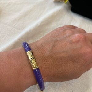 Elegant Purple and Gold Bangle Bracelet